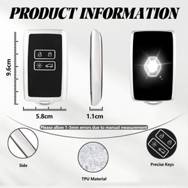TOOMUME Car Key Cover TPU Glossy, Car Key Case Key Fob Cover Fit for Renault Scenic 4 Megane 4 Clio 5 Espace 5 Kadjar Captur Arkana Austral Zoe Dacia Duster Sandero Stepway