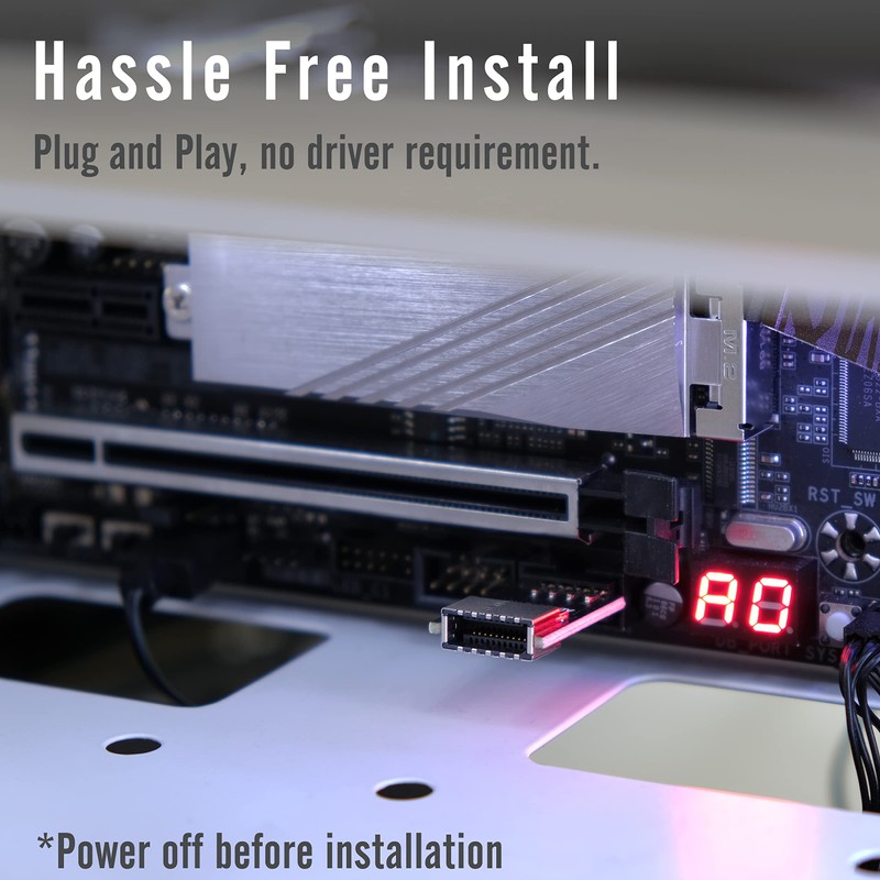 EZDIY-FAB USB 2.0 Internal Header (9-Pin) to USB 3.1/3.2 Type-C