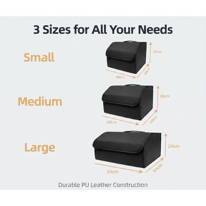 Collapsible Car Trunk Organizer for Vehicle Storage – PU Leather