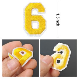 ZESION Iron on Numbers 50Pcs Number 0 to 9 Patches with Ironed Adhesive, Decorate Repair Patches for Jackets Shirts Hats Bags Jeans/Gold