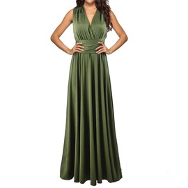 Sexyshine Women's Backless Gown Dress Multi-Way Wrap Halter Cocktail Dress Bandage Bridesmaid Long Dress(AG,M)