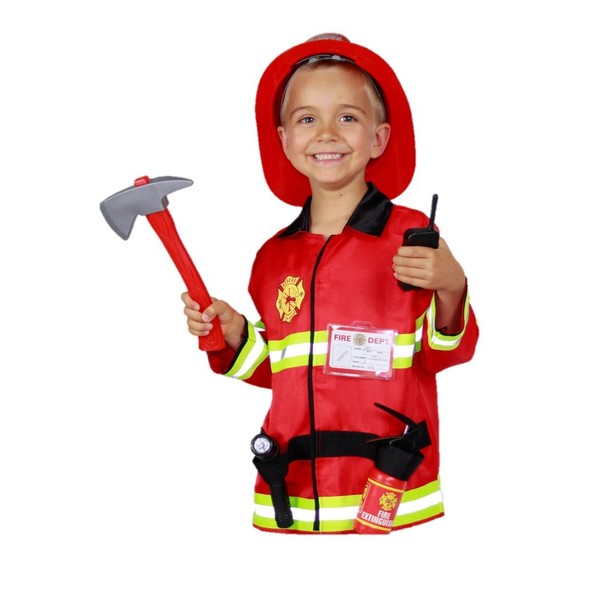 MATISSA Children's Firefighter Role Play Costume and accessory Set Kids