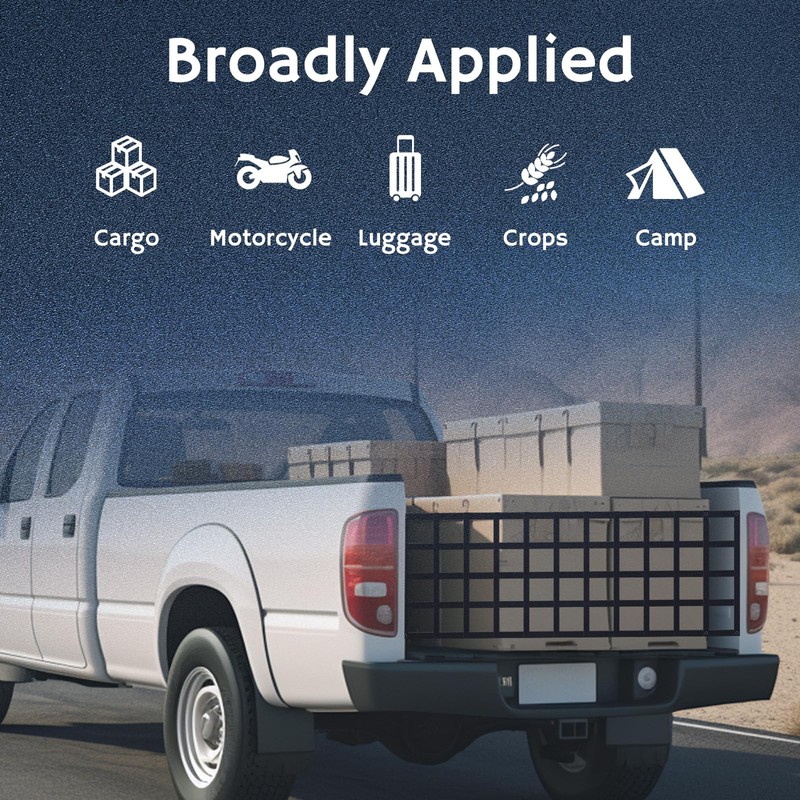 Tailgate Net for Trucks, UV-Resistant Polyester Adjustable Tailgate Cargo Net