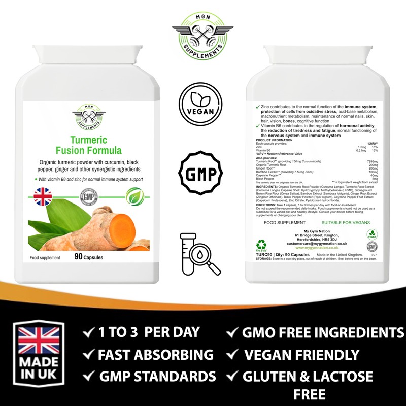 MGN SUPPLEMENTS Turmeric Fusion – 400mg with Black Pepper &