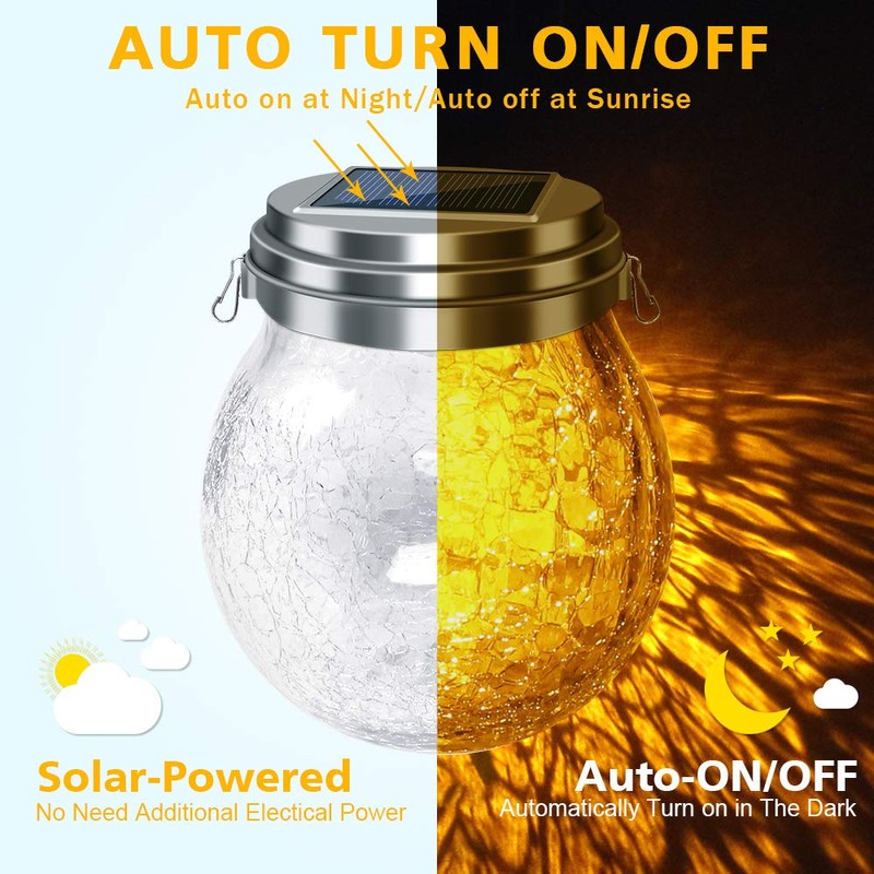 DBF 2 Pack Solar Lanterns Outdoor Waterproof IP65, Heavy Crackle