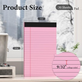 5 Pcs Note Pads 5 x 8 Inch Small Legal Pads 5 x 8 Colored Notepad 5 x 8 Micro Perforated Writing Pads Lined Paper College Ruled 30 Sheets Notebook for Study, To-Do Lists, School & Office Supplies