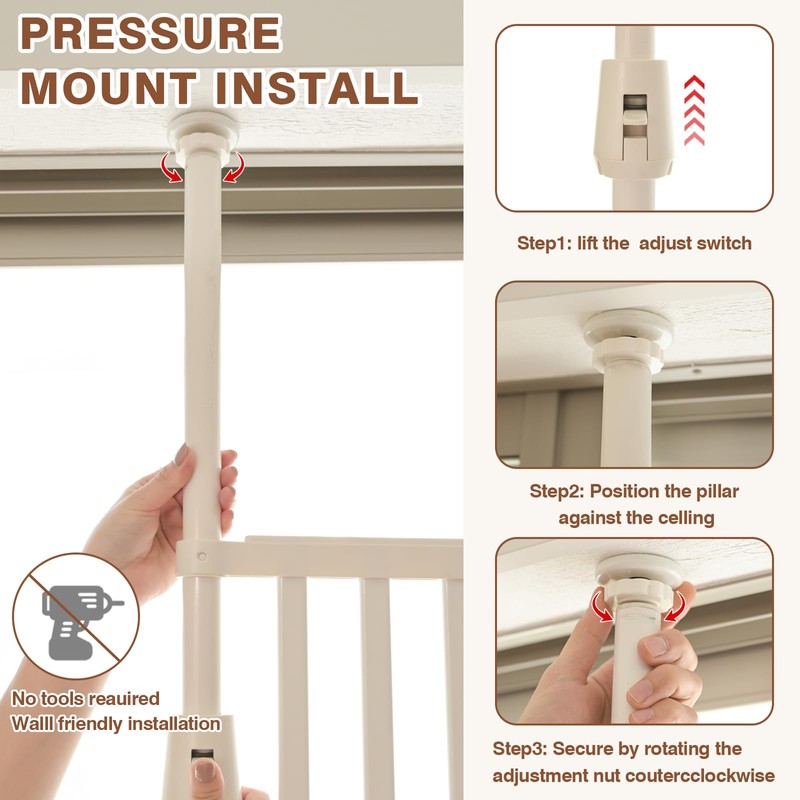 71" Extra Tall Cat Gate,Jump Proof Durable Adjustable Width 33-37.8",