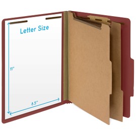 Blue Summit Supplies 30 Letter Size Red Classification Folders, 2 Dividers, 2 Inch Tyvek Expansions, Durable 2 Prongs, Office Reports - Letter Size, Red Brick Color, 30 Pack