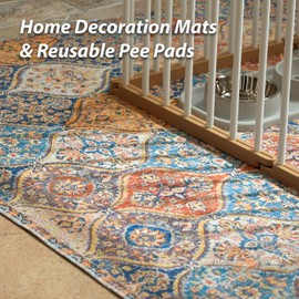 nunubaby 4PACK Washable Pee Pads for Dogs, Stylish, Non-Slip and Leak-Proof Pee Pads. Reusable Potty Pads for Dogs for Crates and Floors.(Cream/Multi, 24" x36" )