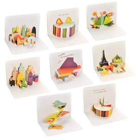 TIMESETL Message Cards, Mini Greeting Cards, 8 Cards, Pop-up Cards, Includes Envelopes, 3D Cards, Stylish, Cute, Appreciation, Birthday