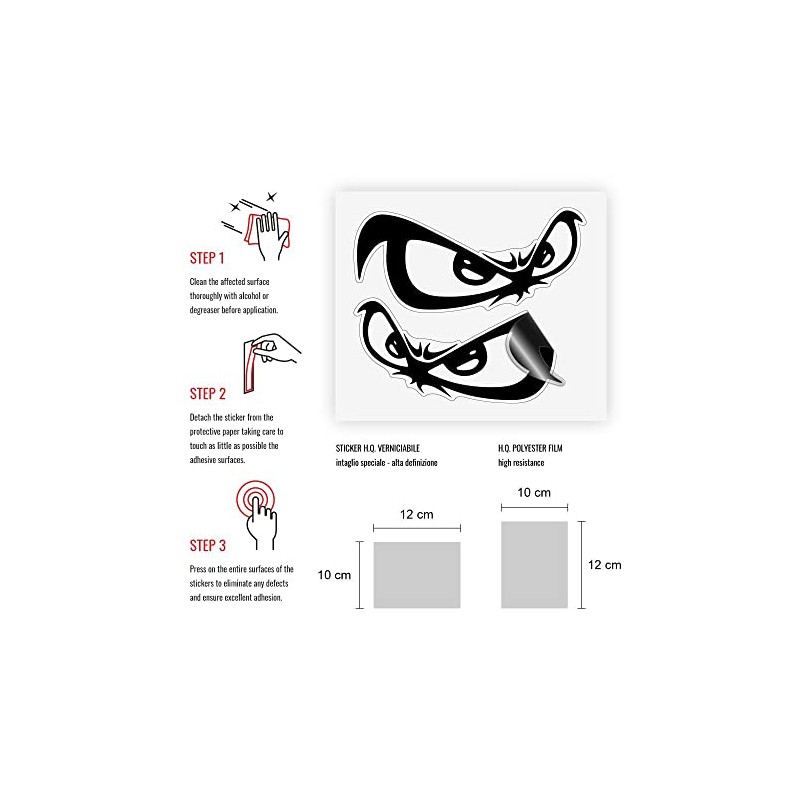 Quattroerre 15862 Pre-Formed Sticker for Car Penelope DX+SX Black 10