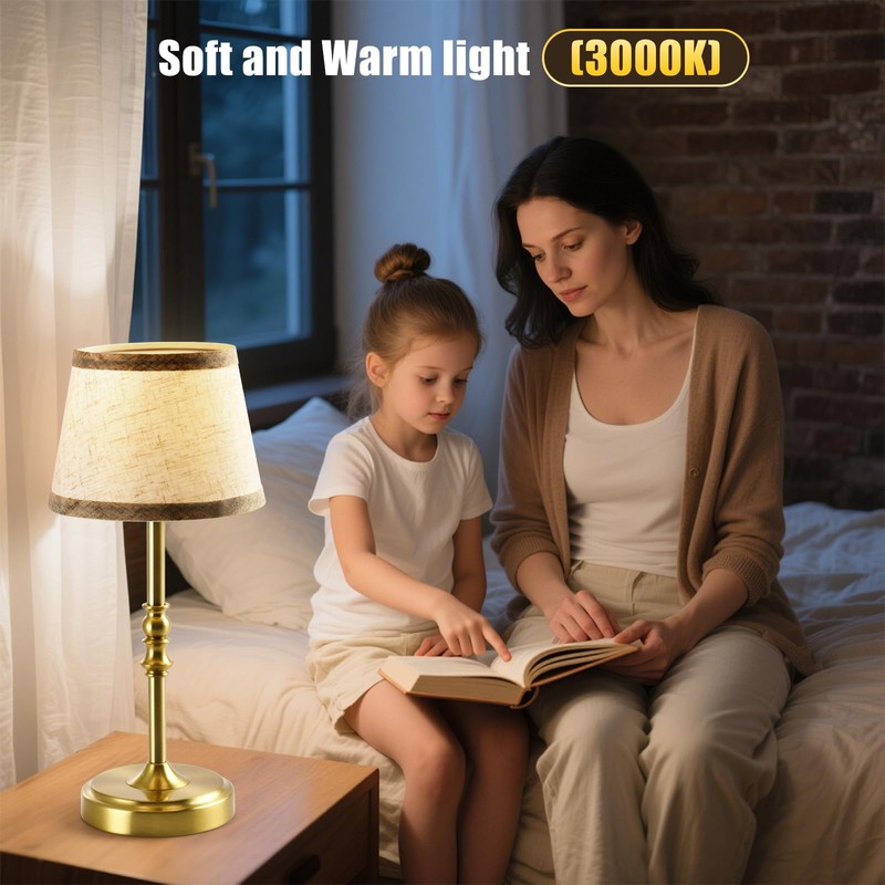 Cordless Table Lamp with Dimmer, Built-in Rechargeable Battery Powered Wireless
