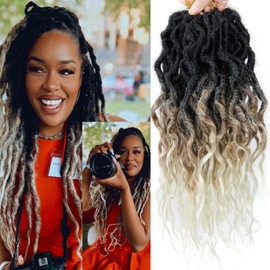 Faux Locs Crochet Hair 16Inch Soft Locs, 8Packs Crochet Locs With Curly Ends Boho Faux Locs Blonde Dreadlock Extensions Crochet Braids(1B/27/613, 16(Pack of 8))