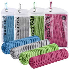 desired body Microfiber Cooling Towels for Neck and Face - 4 Pack 40x12” Mesh Quick Dry Gym Towels for Working Out with Waterproof Bag and Carabiner - Sweat Rag for Gym, Sports, Outdoor Activities