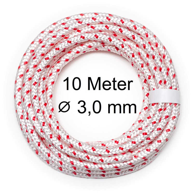 DF QUALITY 10 Metres High-Quality Starter Rope Red/White for Chainsaws,