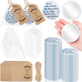 Tradder 50 Sets Inspirational Appreciation Gifts Compact Mirrors Bulk Employee Appreciation Gifts for Women Gift Sets Pocket Makeup Mirrors for Bachelorette Bridal Souvenir Gift (Gold and Blue)