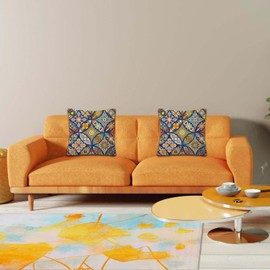 Betadistor Floral Cushion Covers 45x45 cm Pack 2, 18 x 18 Inches Boho Cushion Cases Home Decorative Pillow Covers for Sofa Couch Car, Flowers, 504-0064
