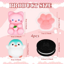 Taba Squishy, Squishy Toys, Taba Squishys Paw - 4 PCS Squishyes Toys for Stress Relief, Sensory Fidget Toy for Kids and Men and Women, Portable Squishy Kit, 9x6 cm