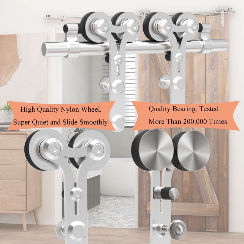 TSMST 6FT Sliding Barn Door Hardware Kit, Stainless Steel Heavy