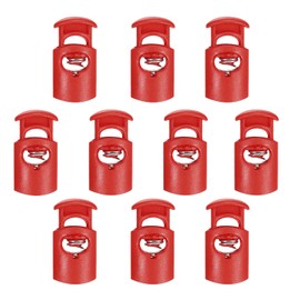 PATIKIL Plastic Cord Lock, 10 Pack Single Hole Spring Toggle Stopper Adjustable Cord Stops Fastener End for Paracord, Camping, Hiking, Drawstring, Shoelace Replacement, Red