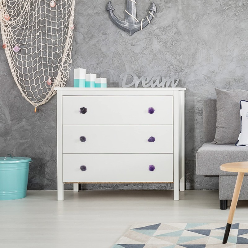 Malimali Natural Amethyst Knobs for Cabinets and Drawers Set of