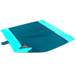 GRAND TRUNK | Parasheet Blanket with Sand Anchor Pockets (Blue Lagoon) | Sand and Water Resistant | Perfect for Beach & Picnics | Included: Stake Looks and Attached Stuff Sack