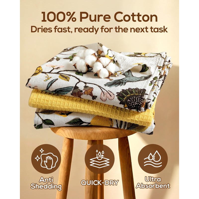 Miss Adola 3pcs Cotton Kitchen Towels - 270 GSM 15x25