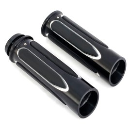 Shallow Cut Chrome Surface 1'' Diameter Electronic Throttle Hand Grips for Harley Touring Electra Glide Street Glide Road Glide Road King Trike Softail 2008-2024 (Shallow Cut)