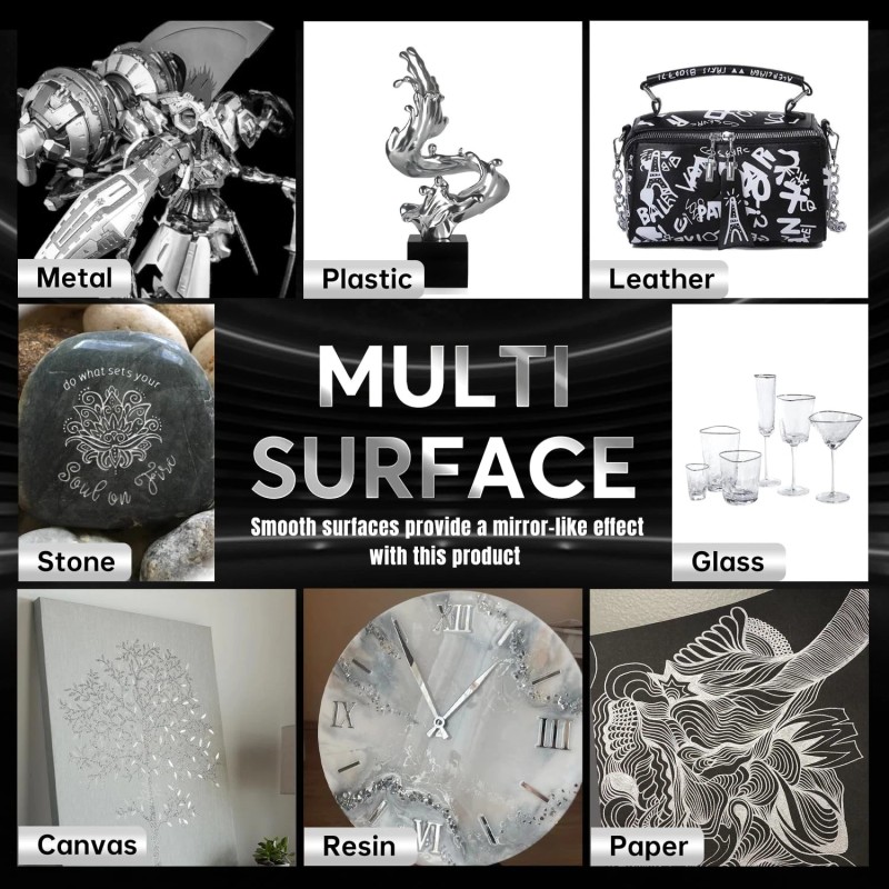 COORIART 3PK Liquid Chrome Markers Permanent Mirror Pens for Plastic