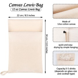 BOAO 4 Pcs Canvas Lewis Ice Crusher Bag Reusable Crushed Ice Packs 13.5 x 8.5 inches Professional Bartender Kit for Home Party Bar Kitchen