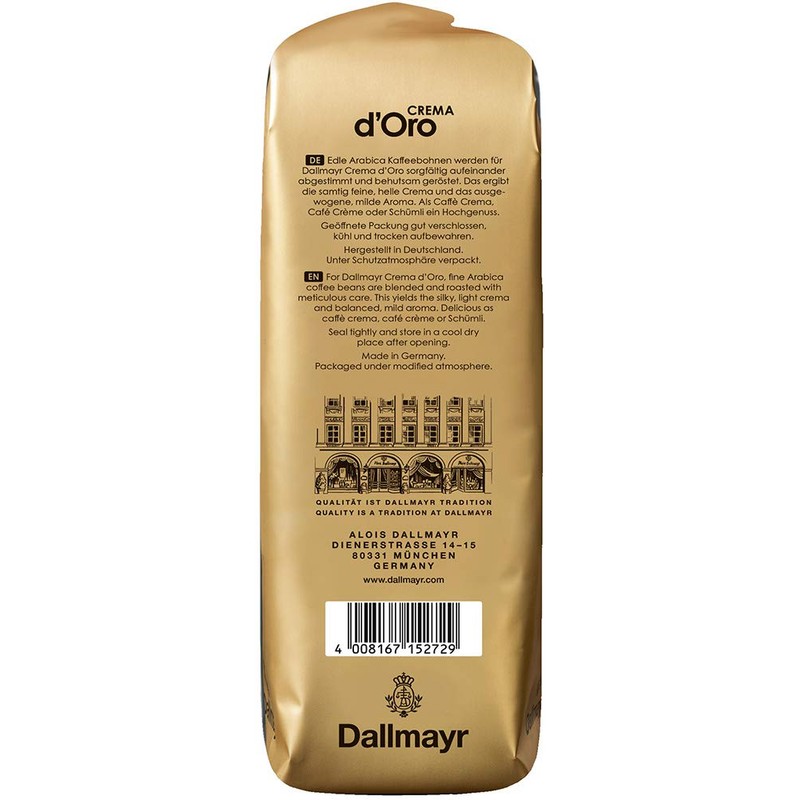 Dallmayr Crema d'oro mild und fein in Bohne, 1er Pack