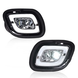 PIT66 LED Fog Lights Lamp White Pair Compatible with Freightliner Cascadia 2008-2017 LH+RH Side Clear lens Chrome Housing