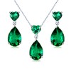 JIANGXIN 18"~20" Pear cut Green Emerald 925 Sterling Silver Pendant