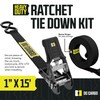 Motorcycle Tie Down Strap Kit, Includes (4) 1" x 15'
