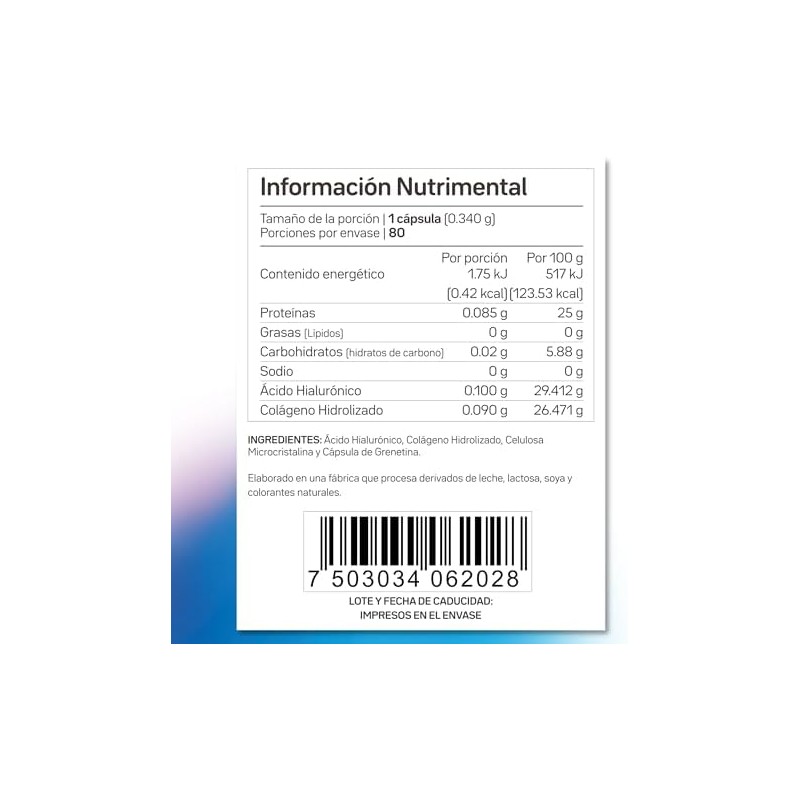 Primetech Nutrition Ácido Hialurónico Cápsulas, 80 Cápsulas 100 Mg