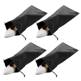 4 PCS Shoe Bags for Travel, Satin Fabric Shoe Storage Bags with Drawstring, Travel Shoe Bags for Packing in Suitcase for Men Women Protecting Storage Shoe (Black)