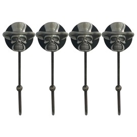 ZH-ZHENGHENG 4pcs Skull Magnetic Hook,Magnetic Hooks Heavy Duty for Classroom Beach Vacation Kitchen Grills Home (Ancient Silver)