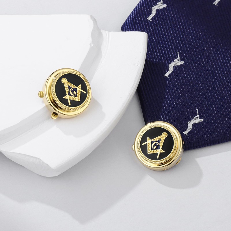 Masonic Button Covers, Square & Compass Cufflinks for Freemason