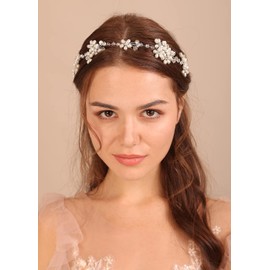 Deniferymakeup Pearl Bride Wedding Hair Vine Crystal Bridal Hair Accessories Rhinestone Wedding Headpiece for Women and Girls (Style 1)