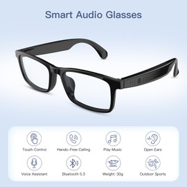 Tulbeys Smart Glasses, Bluetooth Glasses with Speaker,Anti-Blue Light and Voice Control for Men Women