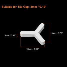 uxcell 300Pcs Wall Floor Tile Plastic Y Type Spacers Tiling Tools 3mm 1/8 Inch Hexagon Tile Spacers for Ceramic Tiles Installation, White