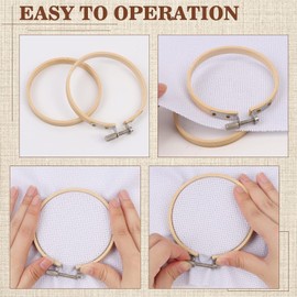QUOTRE 16 Pcs Bamboo Embroidery Hoop Circle Cross Stitch, 4 Inch/10cm Small Round Embroidery Frames for DIY, Crafts, Embroidery