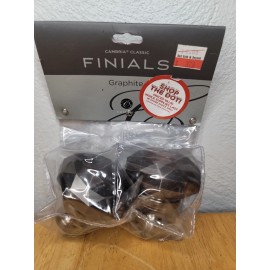 Cambria Classic Finials 3” x 2” Graphite SOLEIL 2-Piece Set NEW