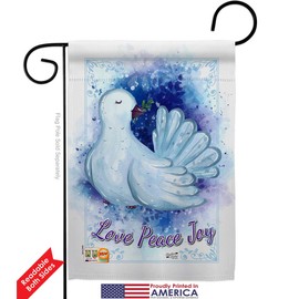 Peace Dove Garden Flag Set Wall Hanger Wintertime Winter Wonderland Snowflake Snowman Ice Skate Season Snow Small Decorative Gift Yard House Banner Double-Sided Made In USA 13 X 18.5