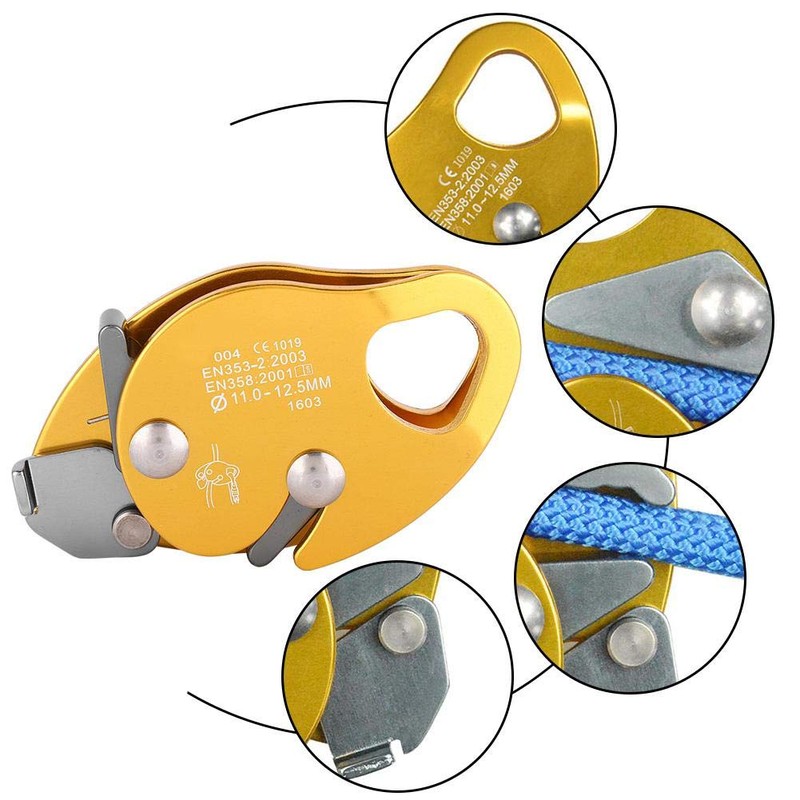 Climbing Descender Self-Braking Stop Climbing Rope Grab Stopper Peak Gear