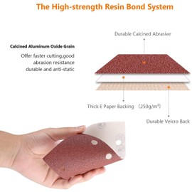 KAHEIGN 30Pcs Sanding Sheets, 40/60 /80/120 /180/240 Grits Hook and Loop Sander Pads 8 Holes Sander Paper Fit Rectangular Sander (18.5 x 9.3cm)