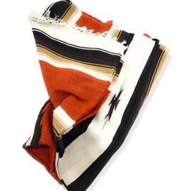 The Mexicali Handwoven Throw Southwestern Blanket 5' X 7' (Rust)