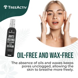 Anti-Aging Hyaluronic Acid Serum for Face 2 oz, Hydrating Wrinkle Repair for Skin Care, Pure Hyaluronic Acid Face Serum for Women, Oil-Free Anti-Aging for Advanced Skin Repair TreeActiv