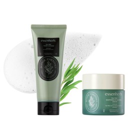 ESSENHERB ESSENHERB Tea Tree Facial Soothing Care SET : Tea Tree Foaming Facial Cleanser 5.07fl oz + Tea Tree Soothing Moisturizing Cream 2.7fl oz