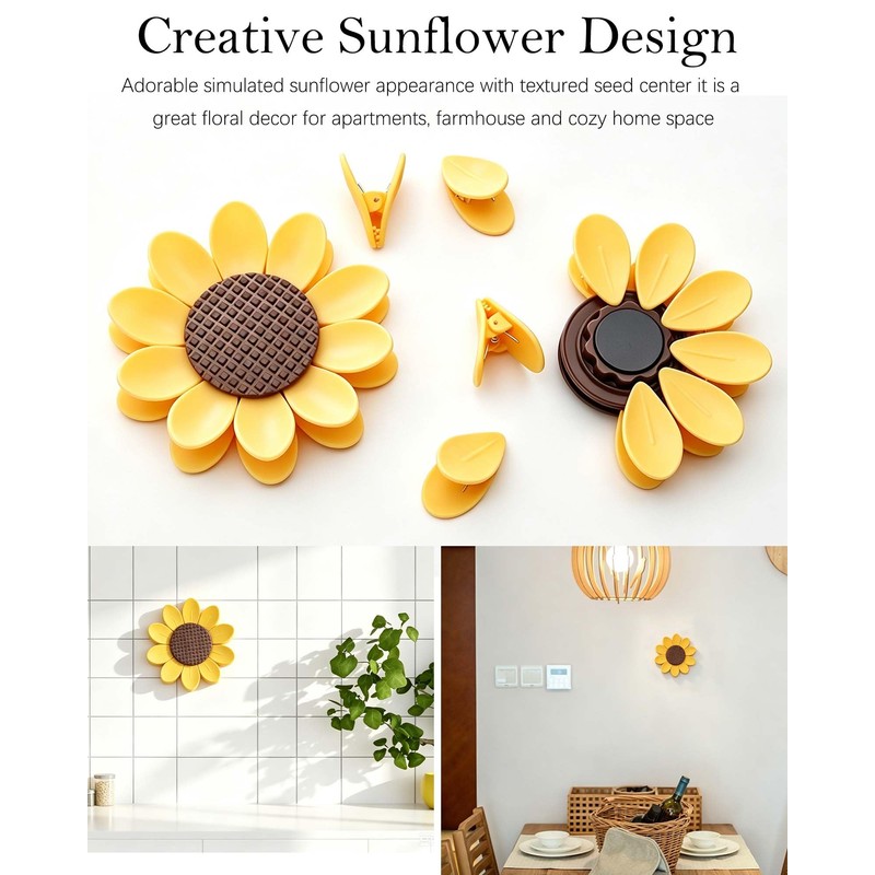 1 Pack Magnetic Sunflower Chip Clip Sunflower Petals Bag Clips